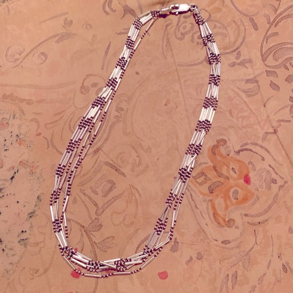 Italian Silver Multi Strand Necklace - Picture 2 of 3